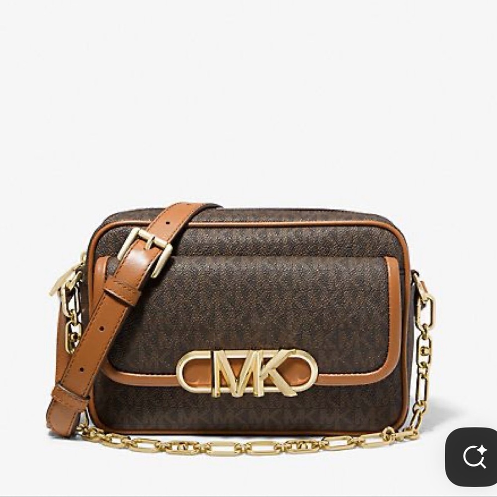 Michael Kors Parker Chain Swag Camera Crossbody Bag with Monogram Print
